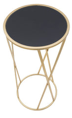 Soporte de teléfono redondo Glam de metal dorado con base de cristal templado negro