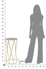 Soporte de teléfono redondo Glam de metal dorado con base de cristal templado negro