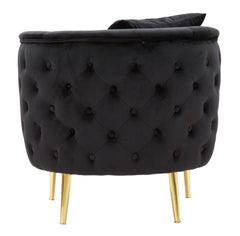 Fauteuil Bucarest Velours Noir métal doré