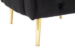 Fauteuil Bucarest Velours Noir métal doré