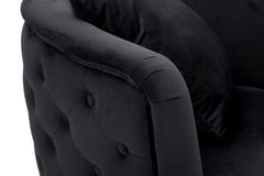 Fauteuil Bucarest Velours Noir métal doré