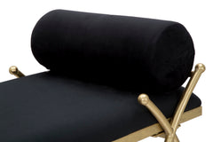 Banco de terciopelo negro y metal dorado