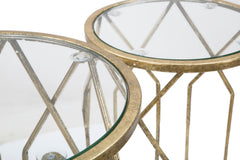 Tables avec support de téléphone en métal et verre Tunisi Or