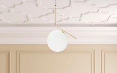 Lámpara de techo Glamy Metal Dorado Esfera Cristal Opaco