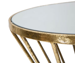 Table ronde Hypnos métal doré et verre