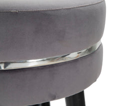 Tabouret de bar en bois et velours Bleu finition argentée