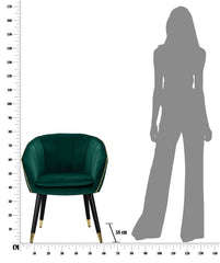 Sillón París Tela Verde patas de Madera Negra y Detalles Dorados