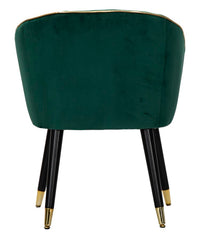 Sillón París Tela Verde patas de Madera Negra y Detalles Dorados