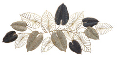 Panneau mural métallique feuilles 3D motifs géométriques et floraux