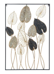 Panneau en métal feuilles Century Noir et doré