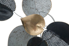 Panel metálico decorativo hojas 3D Negro / Oro