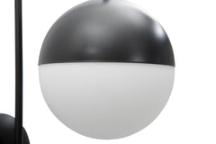 Aplique de pared metálico negro con esfera de cristal blanco