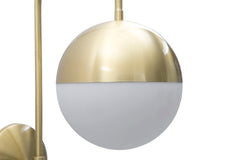 Aplique de pared de metal dorado y esfera de cristal blanco