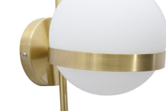 Aplique de metal dorado con esfera de cristal blanco y decoración de círculo dorado