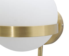 Aplique de metal dorado con esfera de cristal blanco y decoración de círculo dorado