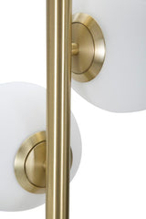 Lámpara de pie de 5 luces Glamyy Metal dorado y negro esferas de cristal blanco