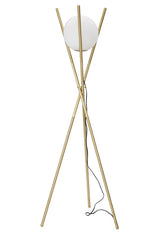 Lámpara de pie Glamy, metal dorado, esfera de cristal blanco