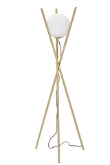 Lámpara de pie Glamy, metal dorado, esfera de cristal blanco