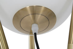 Lámpara de pie Glamy, metal dorado, esfera de cristal blanco