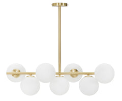 Lámpara de techo 7 luces Glamy metal dorado y esferas de cristal blanco