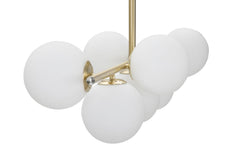 Lámpara de techo 7 luces Glamy metal dorado y esferas de cristal blanco
