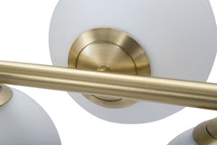 Lámpara de techo 7 luces Glamy metal dorado y esferas de cristal blanco
