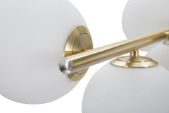 Lámpara de techo 7 luces Glamy metal dorado y esferas de cristal blanco