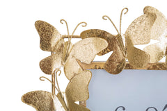 Marco de fotos de metal dorado con decoración de mariposas