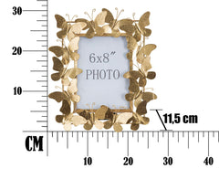 Marco de fotos de metal dorado con decoración de mariposas