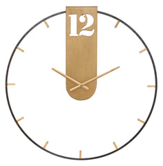 Horloge murale métal noir et doré