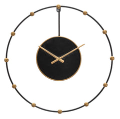 Horloge murale métal noir et doré