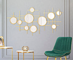 Espejo de pared geométrico Gloxy dorado