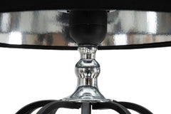 Lámpara de mesa Darky Metal Plateado pantalla Tela Negra decoraciones Metálicas Negras
