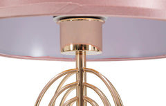 Lampe de table Krista métal doré abat-jour tissu rose
