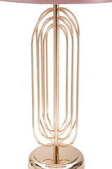Lampe de table Krista métal doré abat-jour tissu rose