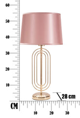 Lampe de table Krista métal doré abat-jour tissu rose