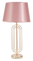 Lámpara de mesa Krista Metal Dorado pantalla Tela Rosa