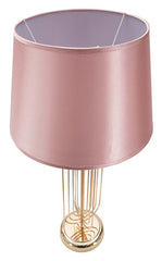Lámpara de mesa Krista Metal Dorado pantalla Tela Rosa