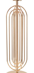 Lámpara de mesa Krista Metal Dorado pantalla Tela Rosa