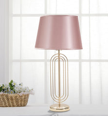 Lámpara de mesa Krista Metal Dorado pantalla Tela Rosa