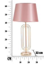 Lámpara de mesa Krista Metal Dorado pantalla Tela Rosa