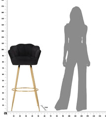Tabouret de bar Velours Noir pieds dorés