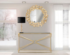 Miroir rond en métal doré décoratif