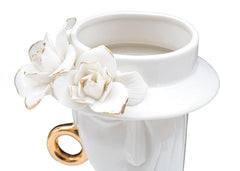 Vase femme porcelaine blanche décorations dorées