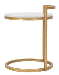 Mesa de centro redonda Mármol blanco metal dorado