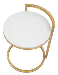 Mesa de centro redonda Mármol blanco metal dorado