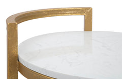 Mesa de centro redonda Mármol blanco metal dorado