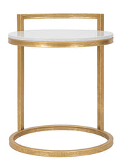 Mesa de centro redonda Mármol blanco metal dorado