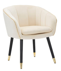 Sillón París Tela Crema patas madera Negra y detalles dorados