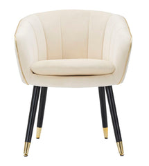 Sillón París Tela Crema patas madera Negra y detalles dorados